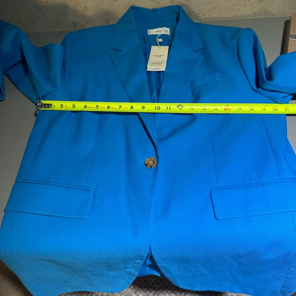 Mango MNG NWT Vibrant Blue Blazer Size Large Corpcore Cotton Versatile Going Out